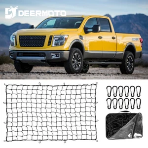 For Nissan Ti-tan 4'x6' Stretches to 8'x12' Truck Bed Cargo Net Elastic Storage - Picture 1 of 15