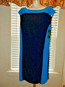 Sz 18W Ralph Lauren Women's Navy Blue Lined Evening Dress New With Tags - Picture 1 of 4