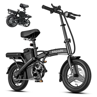 2 Seater Folding Electric Bike 750W Peak 14" Mini Commuter Ebike 20mph 40miles - Image 1 of 4