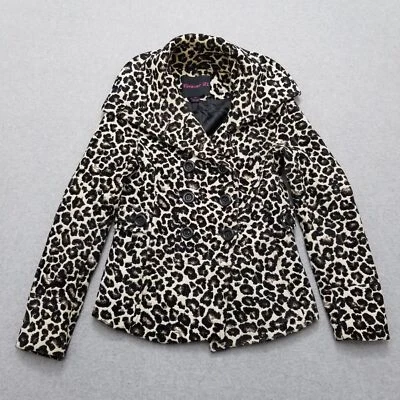 Forever 21 Jacket Womens Small Brown Leopard Print Buttons Pockets Long Sleeve - Image 1 of 4