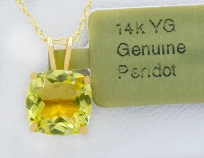 GENUINE 1.78 Cts PERIDOT PENDANT 14K YELLOW GOLD - Free Appraisal Service - NWT - Image 1 of 4