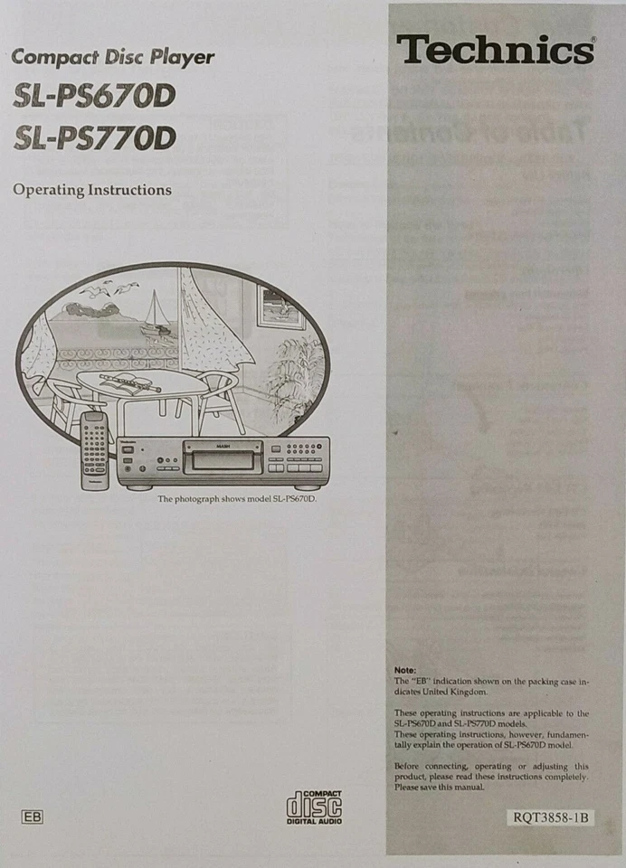 Technics - SL-PS670D - SL-PS770D CD Player  Operating Instructions - USER MANUAL - Image 1 of 1