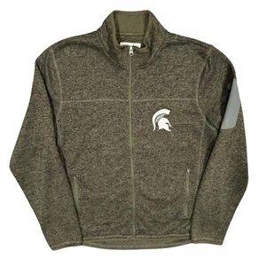 Michigan State Spartans MSU NCAA Football Full Zip Fleece Sweater Brown Large - Picture 1 of 8