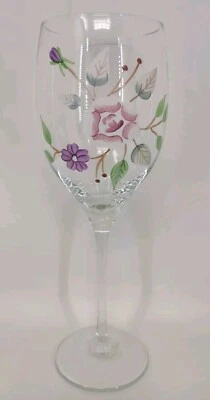 Cristal pintado a mano copa de vino flores boda fiesta de Año Nuevo Rumania  Foto 1 de 4