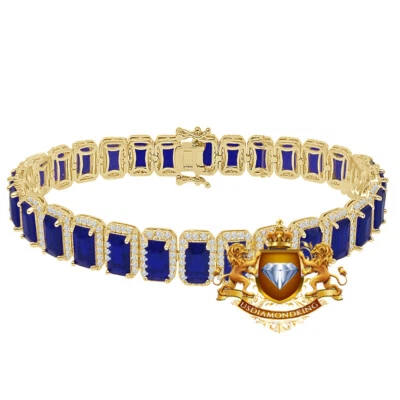 Solitaire 14K Yellow Gold Finish 6.00 Ct. Tennis Link Bracelet 10mm Unisex 8.5'' - Image 1 of 4