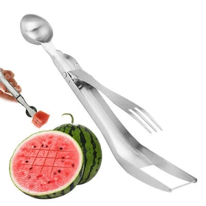Watermelon Fork Slicer Cutter Stainless Steel Fruit Slicer Home Kitchen Tools - Picture 1 of 12