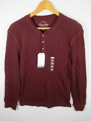 NUEVA Camisa Henley Térmica Dawson & Brooks American Heritage Hombres Mediana Borgoña Foto 1 de 4