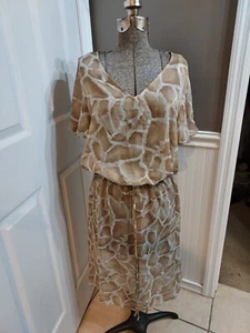 Women's Ss Swimsuit Cover Up/ Dress Brown Sheer Sz 16 GUC 😊FAST SHIP 😊  - Picture 1 of 6