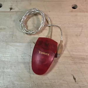 Vtg 2000 Yahoo! Model 10354 k3u/p800a Clear Red Mouse Three Button Ball Mouse - Picture 1 of 2