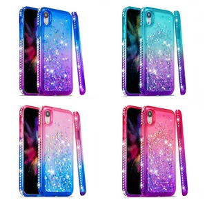 Funda para iPhone X XS XR XS Max Líquido Brillo Diamante Parachoques Estuche para Niñas - Imagen 1 de 26