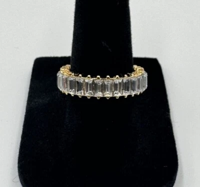 Anillo llamativo SUGARFIX BaubleBar tono dorado cristal baguette estrás 7 Foto 1 de 4