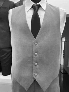 Boys Men's Solid Satin Backed Tuxedo Vest Light Grey Heather Gray USED - Picture 1 of 2