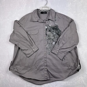 Denim 24/7 Shirt Top Womens NO SIZE TAG Button Up Long Sleeve/Hem Roll Tab - Picture 1 of 15