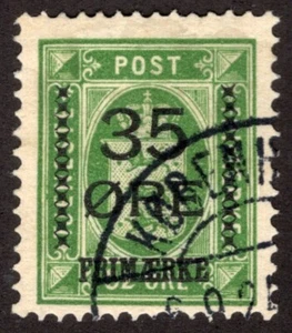 DÄNEMARK 1912 SC #81 - F 35o OVP auf 32o amtlich - signiert CV 120,00 $ *Bay Briefmarken* - Bild 1 von 2