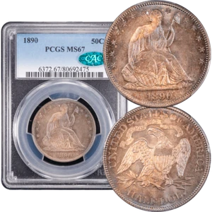 1890 Seated Liberty Half Dollar 50c PCGS MS67 CAC - Picture 1 of 5