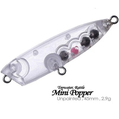 30PCS 4.5CM 2.9G Topwater Mini Rattle Popper Unpainted Bait Blank Fishing Lure - Image 1 of 4