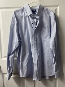 Cutter & Buck Button Down Pin Striped Shirt Men XL Blue White Stretch Preppy NWT - Picture 1 of 11
