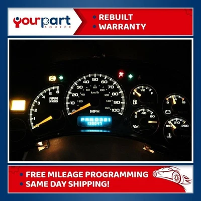 00 01 02 GMC SIERRA YUKON CHEVY INSTRUMENT CLUSTER SPEEDOMETER 15055362 REBUILT - Image 1 of 4