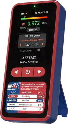 Detector de radón RM-60 con pantalla a color TFT monitor de radón a largo plazo para el hogar... Foto 1 de 4