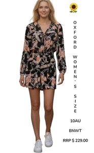 🌻 OXFORD WOMAN RUBY PRINT PLAYSUIT BLACK FLORAL POCKETS SIZE 10 AU BNWT $229.00 - Bild 1 von 12