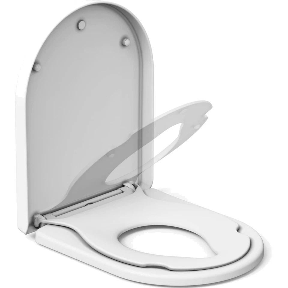 Toilettensitz mit Kindersitz, Absenkautomatik, Quick-Release, Weiß, D-Form - Bild 1 von 1