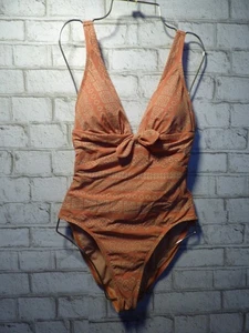 160 $ Robin Piccone Ava tief ausgeschnittener Badeanzug vorne zum Binden terrakottafarben 4 NEU R654 - Bild 1 von 7
