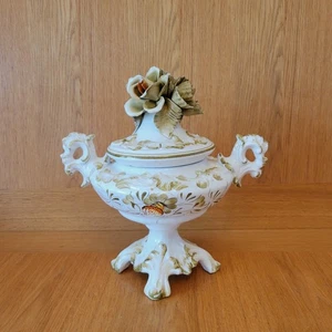 Capodimonte Porzellan Urne Deko Blumen Deckel Made in Italy für G H McDonald - Bild 1 von 18