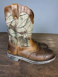 Botas de Vaquero Justin Marrón Cuero Camufladas Trabajo Para Hombre Talla 11.5 D WK4675 - Imagen 1 de 9
