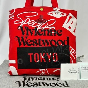 Vivienne Westwood Canvas Tote Bag Orb Logo All-Over Pattern Used - Picture 1 of 10