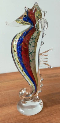 Seepferdchen Glas Figur Glasfigur Skulptur Kristallglas Murano Stil Fisch Deko  - Bild 1 von 4