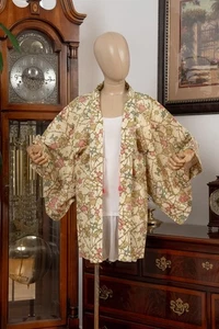 LIEBER VANILLE JAPANISCHER KIMONO HAORI JACKE FÜR DAMEN AUTHENTISCH HERGESTELLT IN JAPAN VINTAGE - Bild 1 von 9