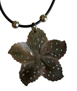 Collar Colgante Hoja Tono Plateado Cordón Negro Ajustable Boho Regalo Único - Imagen 1 de 4