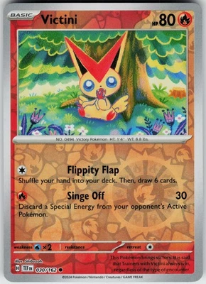 Pokemon Victini 030/162 SV05: Temporal Forces NM Reverse Holo card - Image 1 of 2