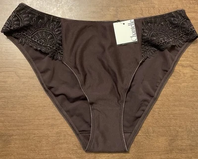 Chantelle Africa Embroidered High Leg Brief Panty 2693 Brown NWT - Image 1 of 4