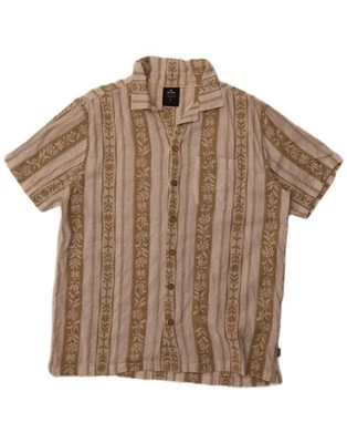 RIP CURL Mens Short Sleeve Shirt Small Beige Floral Cotton AB01 - Image 1 of 3