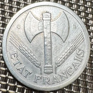 PIECE DE 2 FRANCS BAZOR 1944 C ALUMINIUM (1320) VOIR PHOTOS - Picture 1 of 2