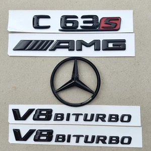 Gloss Black Rear Badges Emblems For Mercedes C-Class C205 C63S Coupe AMG 2014-23 - Picture 1 of 7