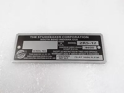 PLACA DE DATOS SE ADAPTA AL MODELO VINTAGE STUDEBAKER EE. UU. #V222-7 Foto 1 de 4