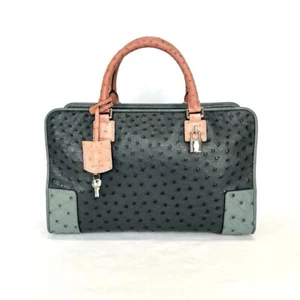 Bolso Loewe Amazona 36 Cuero Pedido Personalizado Azul Marino Asa Superior con Candado Usado JAPÓN - Imagen 1 de 10