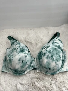 Cacique Lightly Lined  Full Coverage T-Shirt Bra 40DDD Underwire Green Tie Dye - Picture 1 of 6