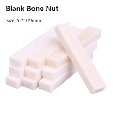10pcs BLANK BONE NUT 52x6x10mm Guitar Ukulele Luthier Saddle Bridge DIY Bass - Image 1 of 4