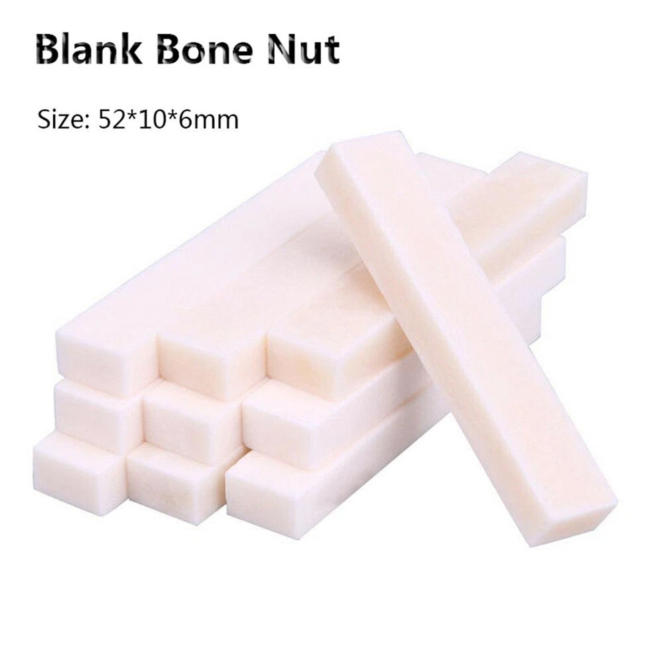 10pcs Blank Bone Nut 52x6x10mm Guitar Ukulele Luthier Saddle Bridge DIY Bass