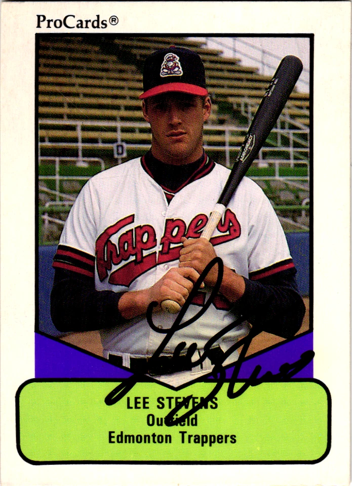 1991 ProCards Minor League - #103 Lee Stevens  Edmonton Trappers Signed - Image 1 of 2
