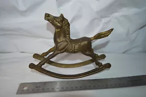 Vintage Brass Rocking Horse Carousel Figurine Weighs 23 Ounces #2036 - Picture 1 of 9