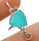 Two Tone Natural Aquamarine Chalcedony 925 Sterling Silver Pendant K17-4