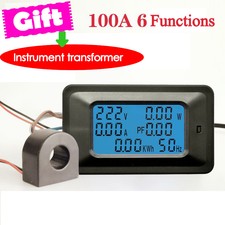 100A AC LCD Digital Panel Power Watt Meter Monitor Voltage Voltmeter Ammeter NEW