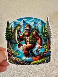 Big Foot Sasquatch Trout Sticker Fly fishing Brown Brook Trout Fishing Decal - Picture 1 of 1