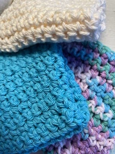 Handmade Cotton Crocheted Dishcloths Set Of 3 Beach Themed Colors - Picture 1 of 6