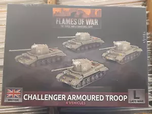 FLAMES OF WAR BRITISH CHALLENGER ARMOURED TROOP - NEW AND SEALED - Picture 1 of 1