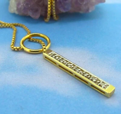 Collar Lariat Diamante Doble Cara Palanca Oro Amarillo 14k 20 pulgadas Foto 1 de 4